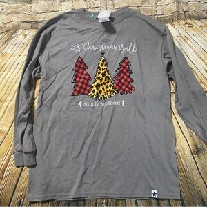NEW Simply Southern Gray Christmas Tree Long Sleeve T Shirt